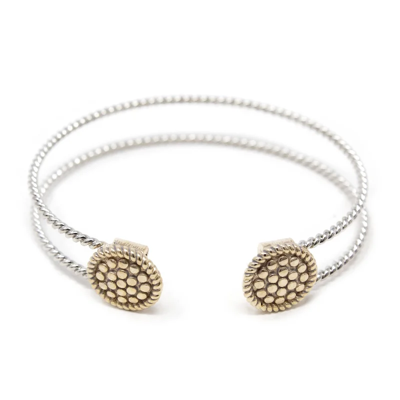 Two Tone 2 Row Bangle Dotted Disc Ends