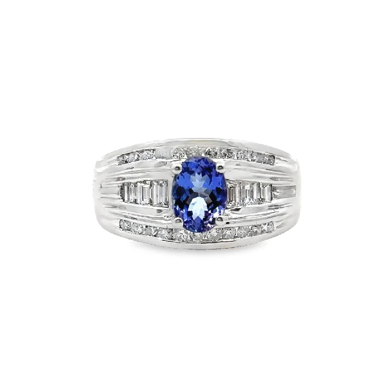 White Gold Tanzanite & Diamond Fashion Ring