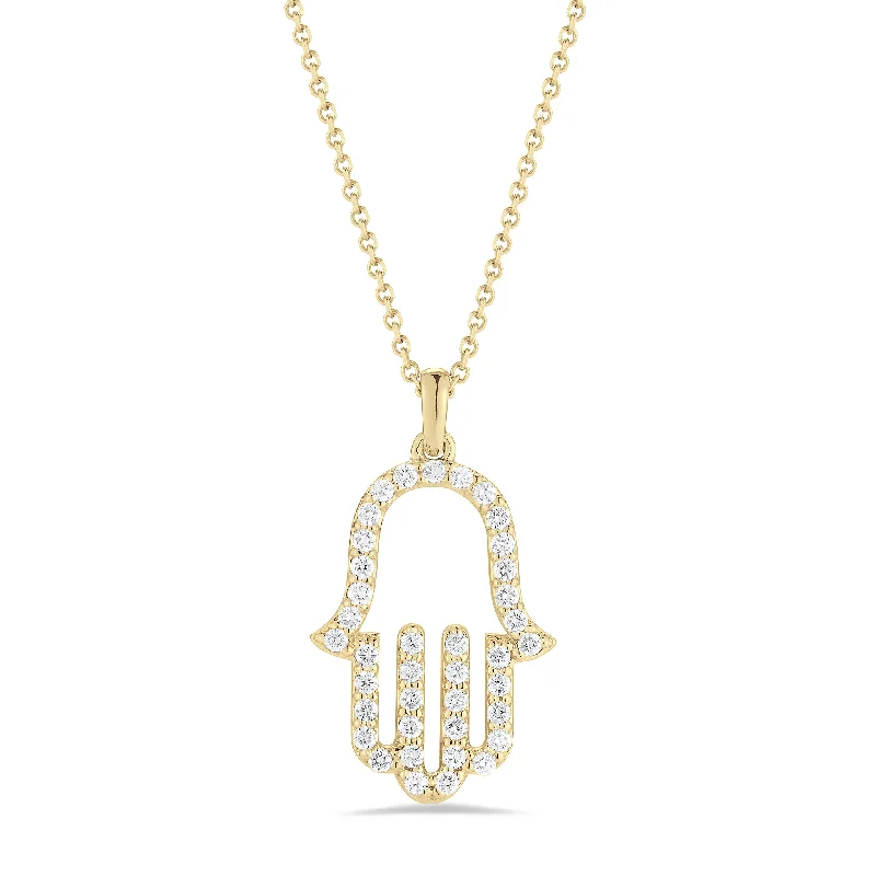 Diamond Hamsa Pendant Necklace