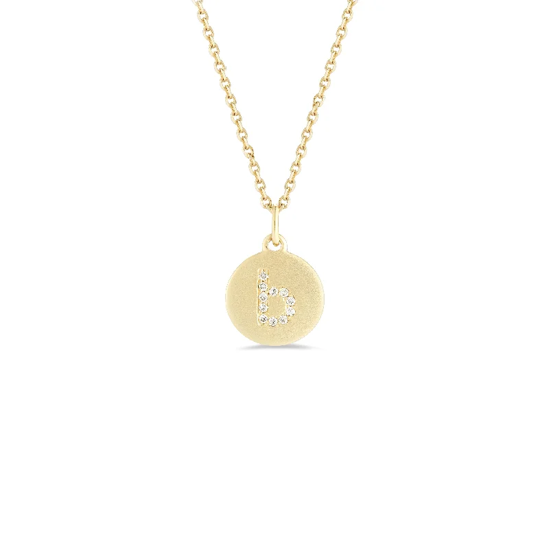 Mini Diamond Initial Disc Pendant