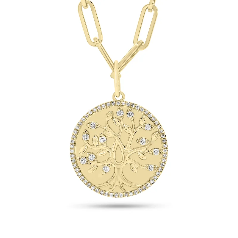 Diamond Tree of Life Circle Pendant