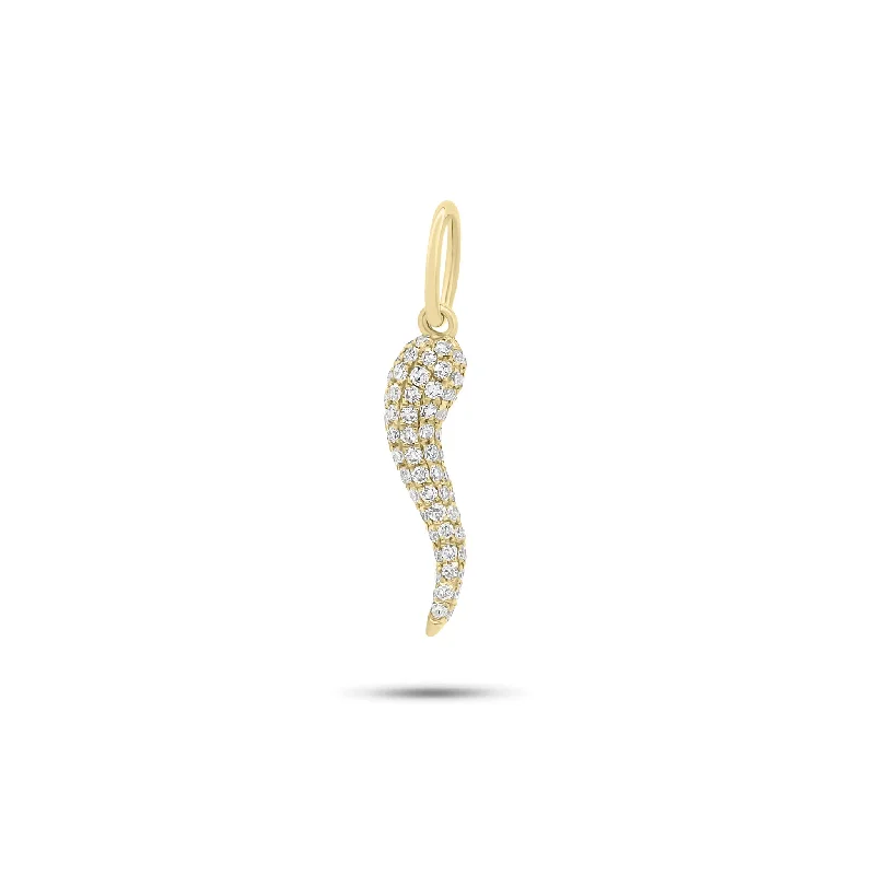 Pave Diamond Italian Horn Pendant