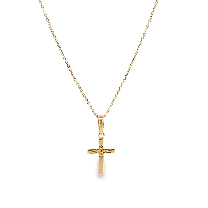 Petite Cross with Flower Necklace