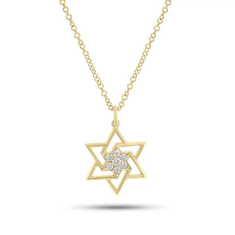 Diamond Cluster Star of David Pendant