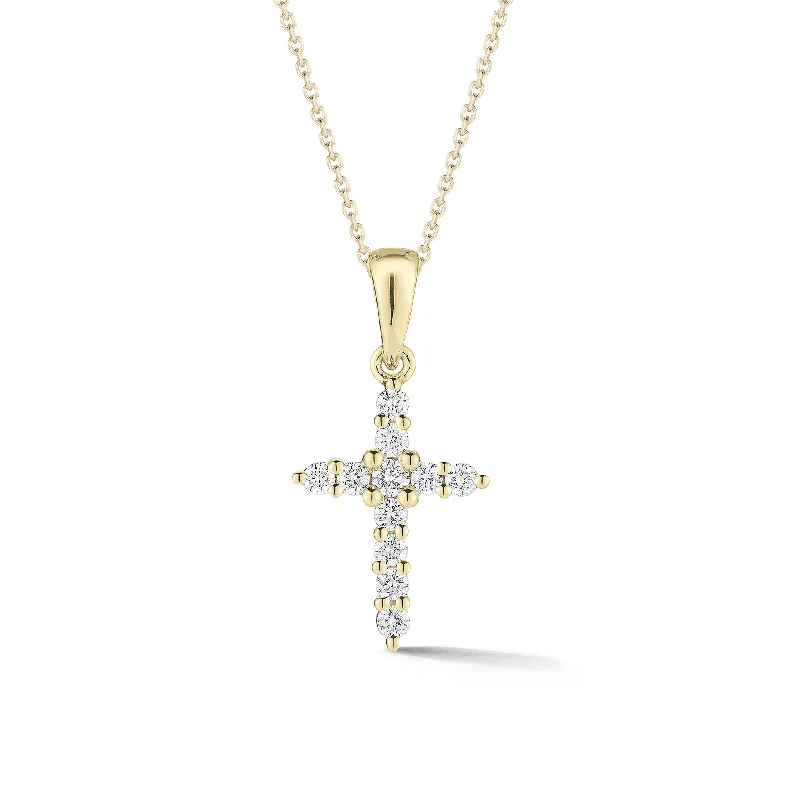 Diamond Classic Pointed Cross Pendant Necklace