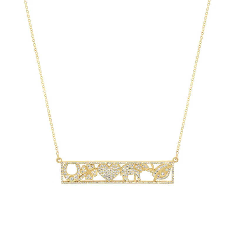 Diamond Good Luck Bar Necklace