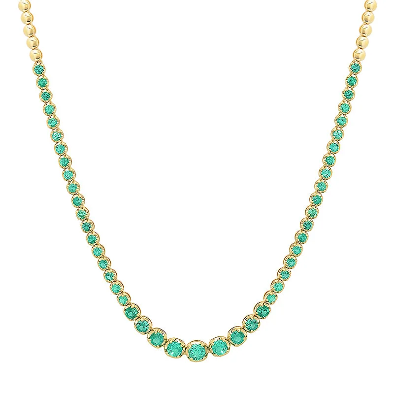 Graduated Emerald Tennis Necklace