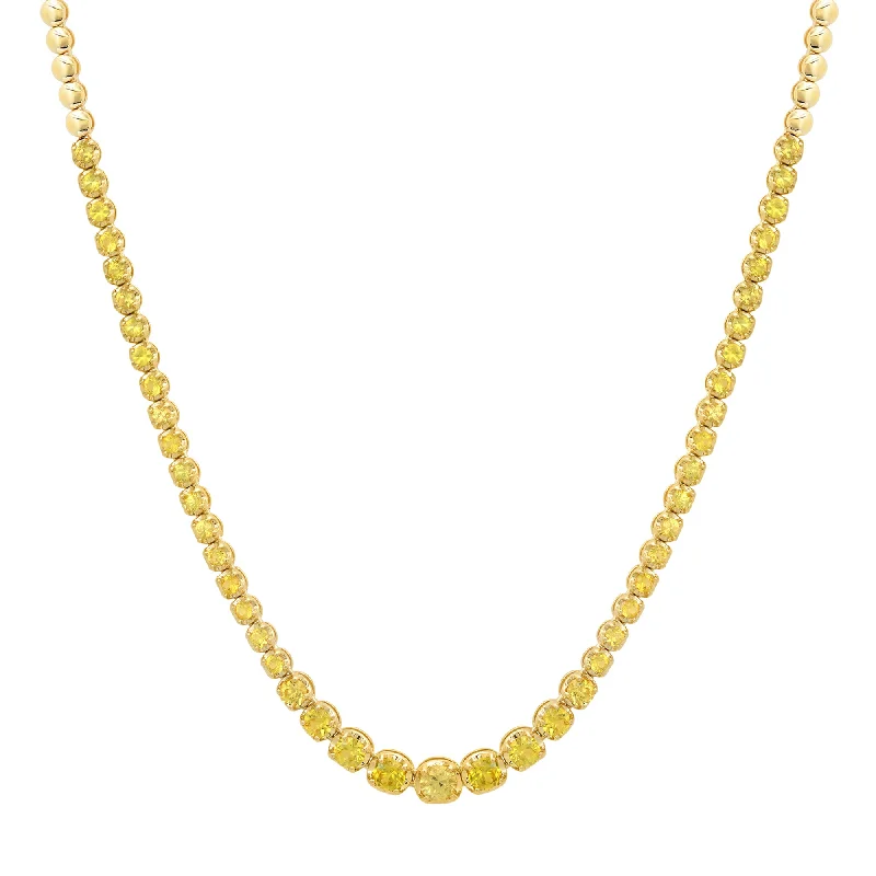 Graduated Yellow Sapphire Tennis Necklace