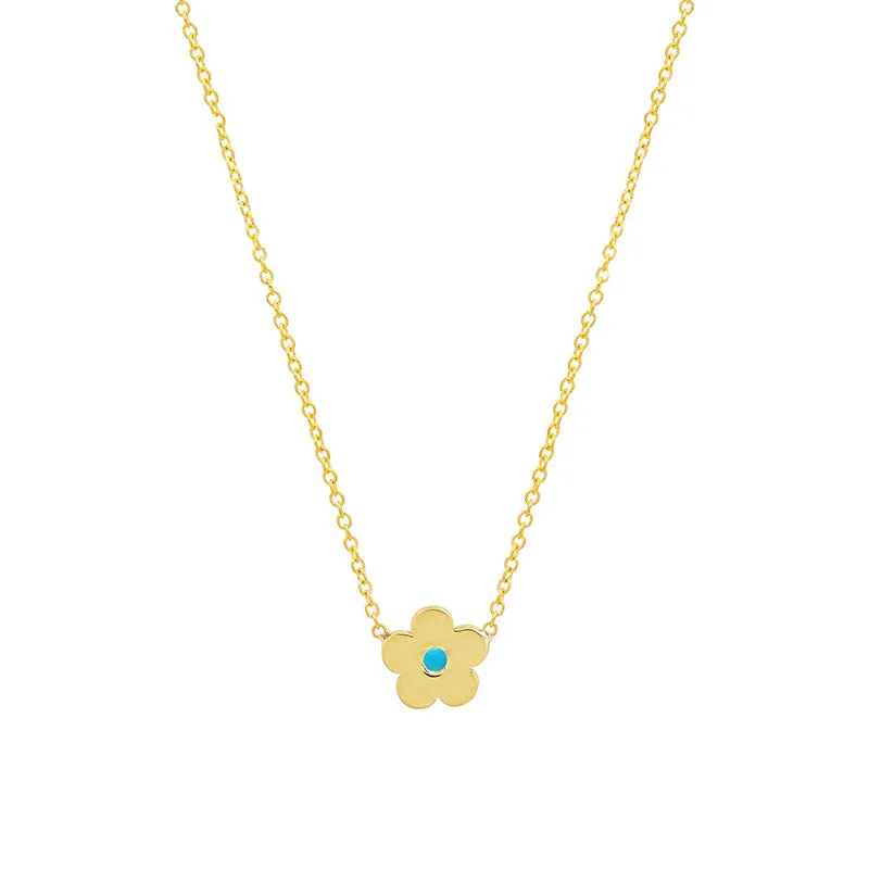 Mini Daisy Necklace with Turquoise Center