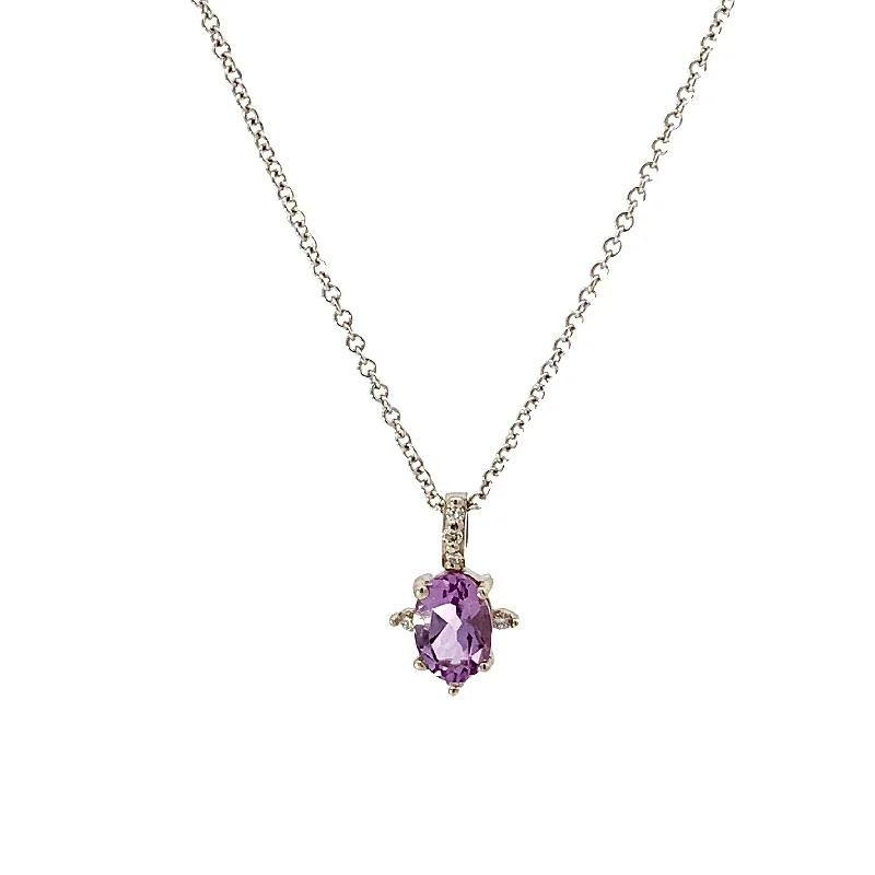 Rose de France Amethyst and Diamond Accent Necklace - made to order