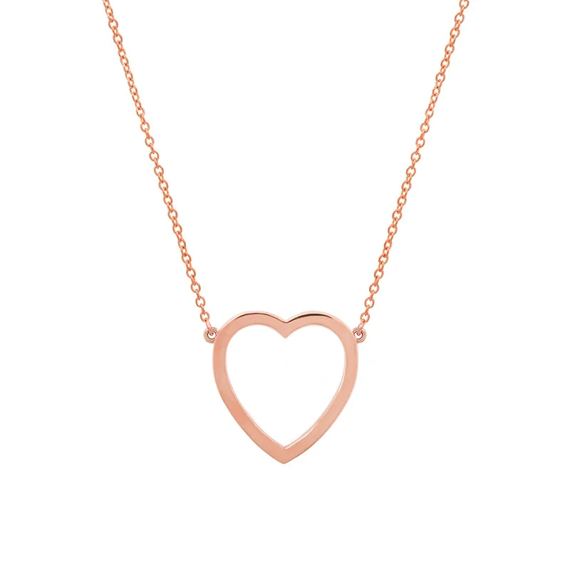 Rose Gold Large Open Heart Necklace