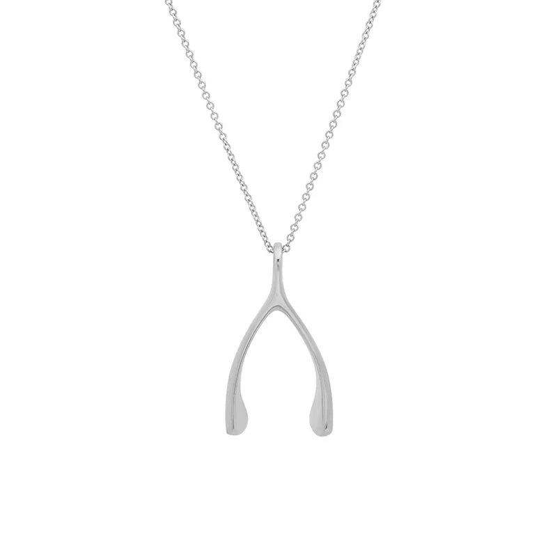 White Gold Wishbone Necklace