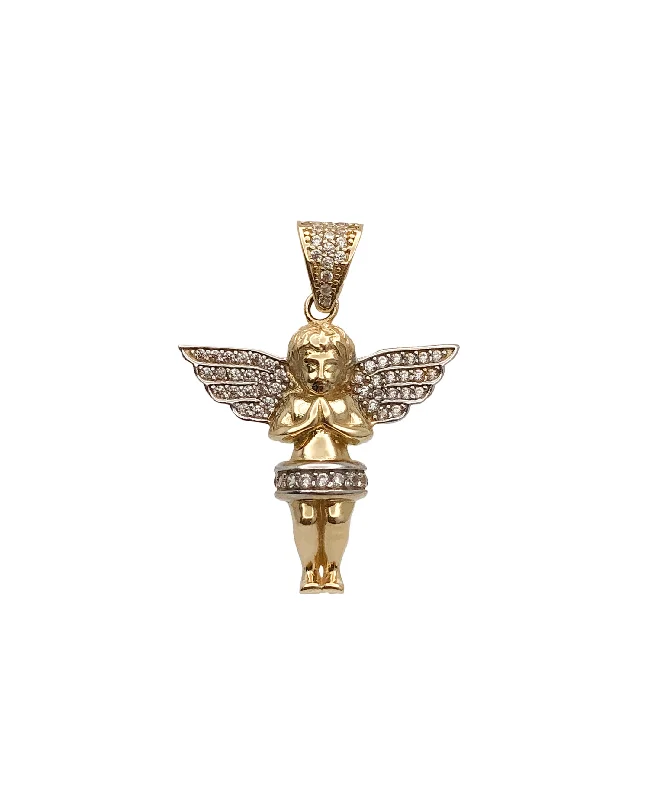 Cubic Zirconia Baby Angel Pendant (14K)