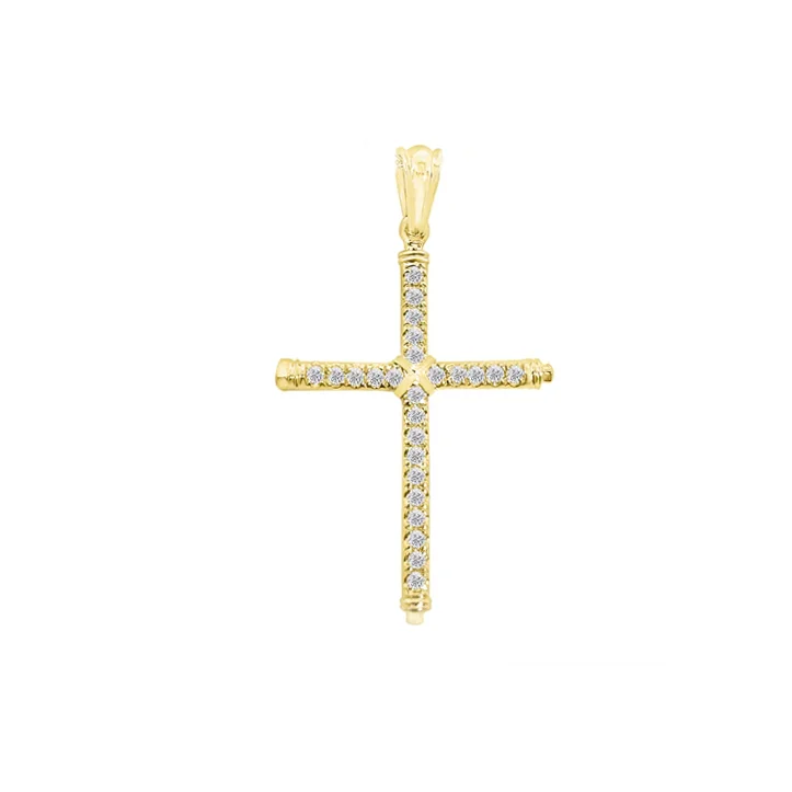 Diamond Cross Pendant (14K).