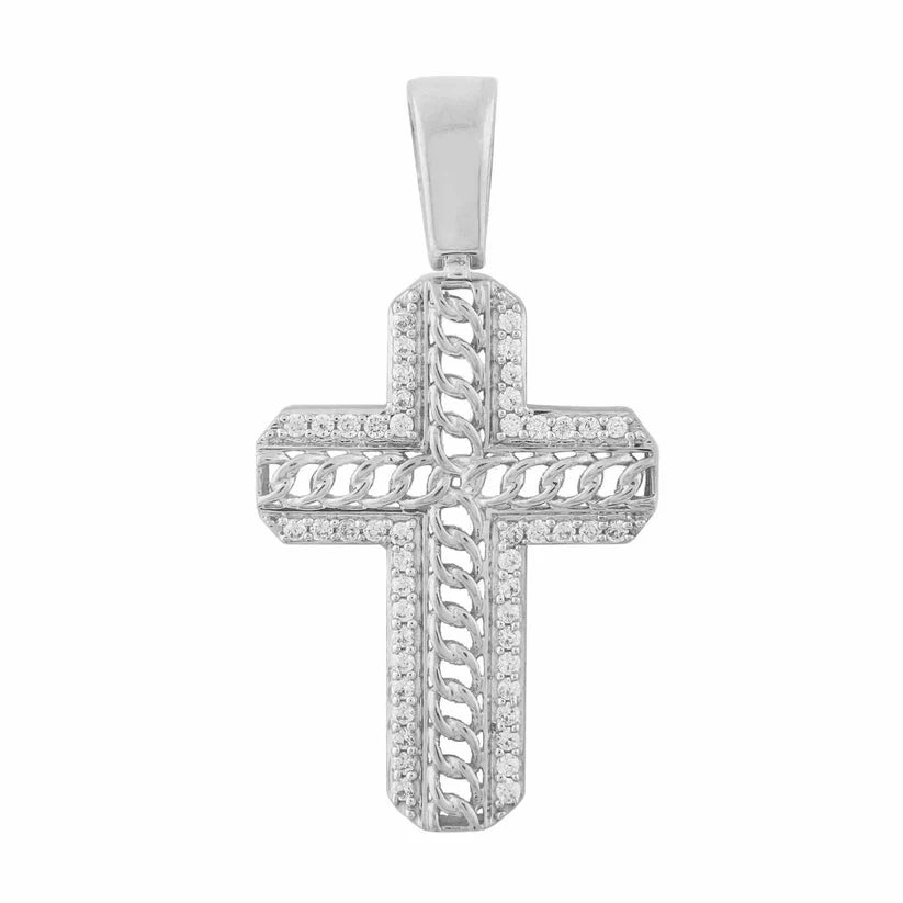 Diamond Cuban Cross Pendant (14K)