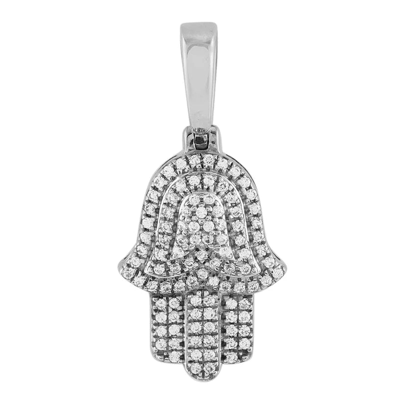 Diamond Ice-Out Hamsa Pendant (14K)